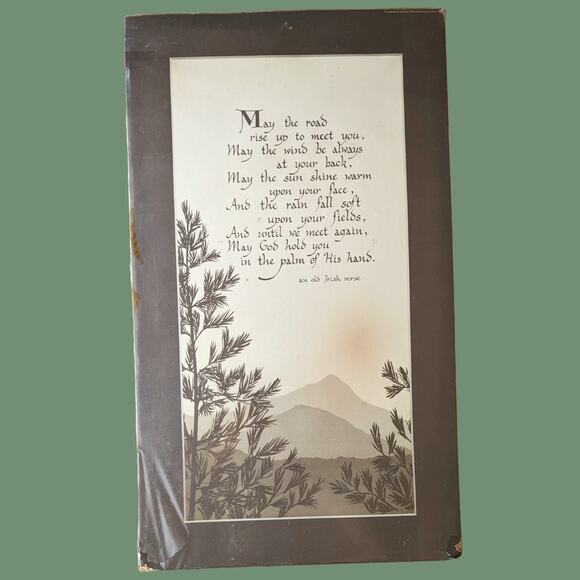 Vintage 1970s Irish Verse Calligraphy Poster, Never Used - Picture 1 of 4